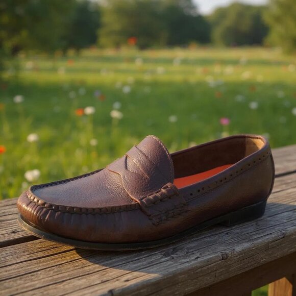 Cole Haan Mens size 11 GrandOS Leather Pinch Penny Loafer Shoes Brown Excellent - Picture 10 of 11